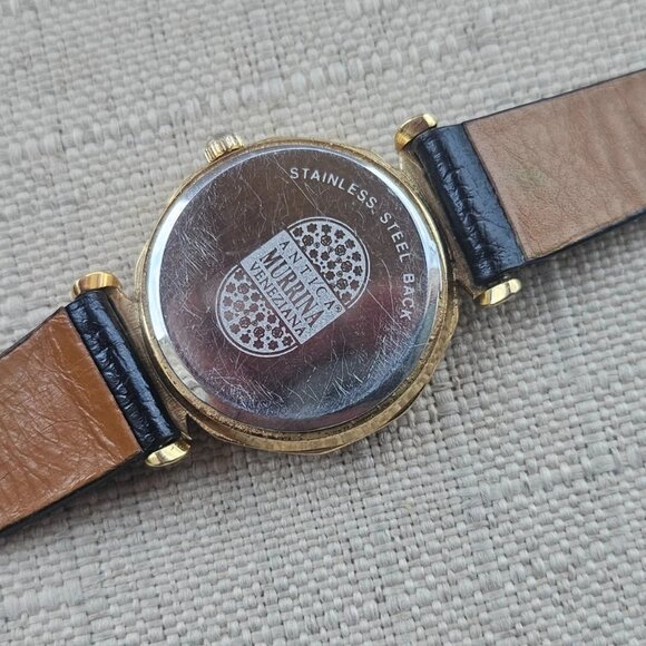 Vintage Antica Murrina Veneziana Wristwatch RIALTO Black Leather Strap Watch - Picture 12 of 12